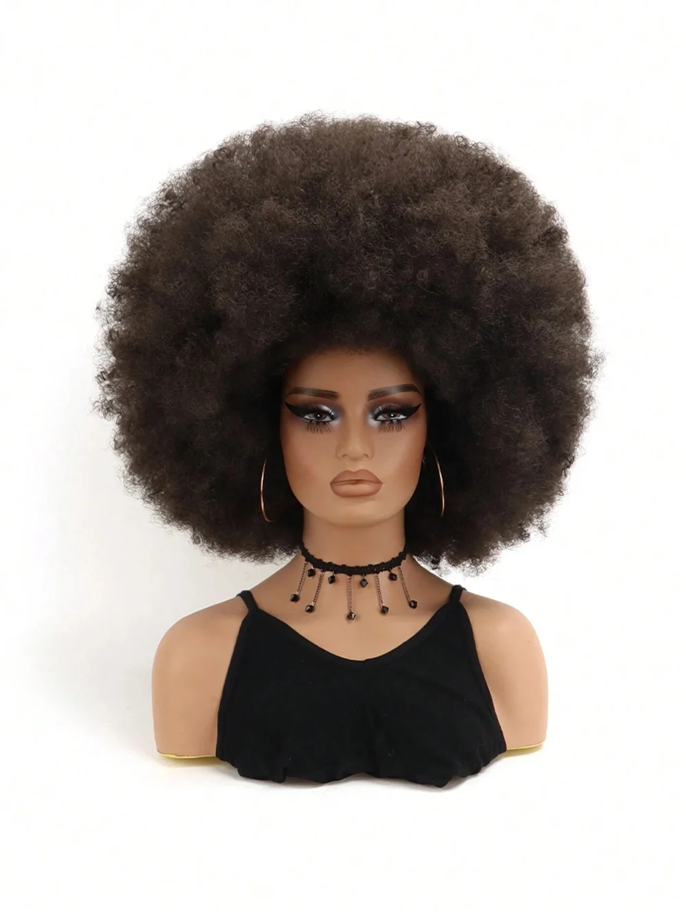 Natural Dark Brown Afro Wig – Voluminous Curly Texture